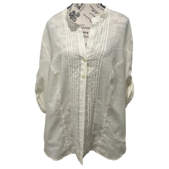 Lane Bryant Ivory Linen Blend Tunic Blouse Plus Size 2X Oversized - Picture 3 of 15